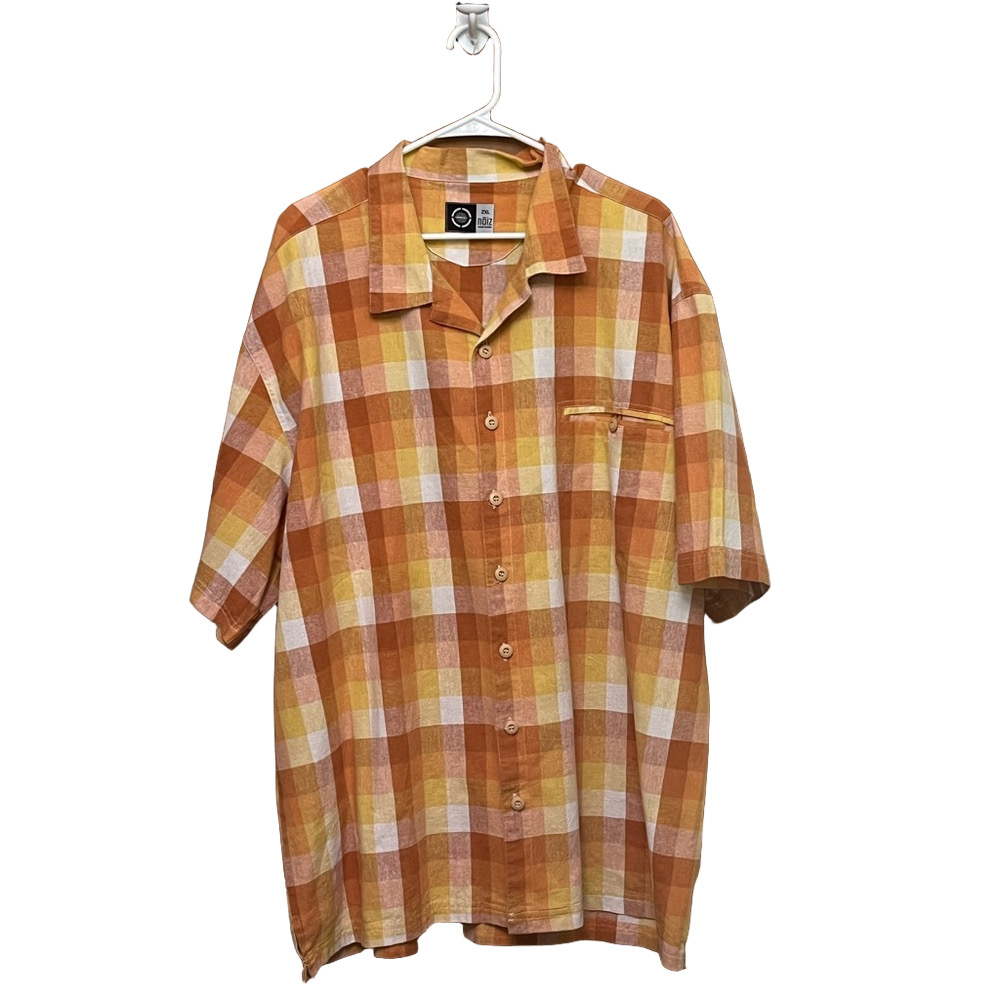 Noir Orange Plaid Men's Shirt. 2X